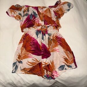 Women’s off the shoulder romper with tie in the front